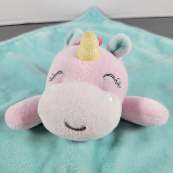 Baby Starters Unicorn Lovey Security Blanket Rattle Pink Teal Little Dream Plush - Picture 5 of 10